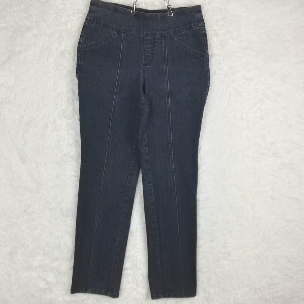 D&Co Womens Jeans Skinny Blue Denim Pull‎ On Dark Wash Mid Rise 6
